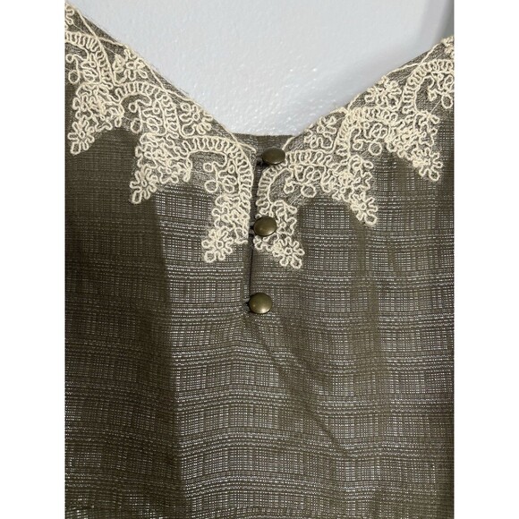 MOULINETTE SOEURS Embroidered Mini Dress Soze 8 Green Cream Anthropologie Linen - Picture 3 of 8